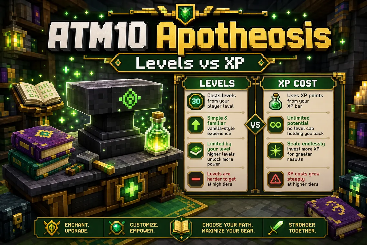 ATM10 Apotheosis anvil prior work penalty shown as a levels versus XP cost comparison