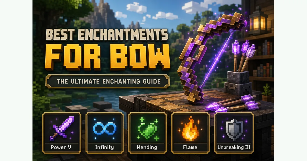 Best Minecraft bow enchantments with Power Infinity Mending Flame and Unbreaking